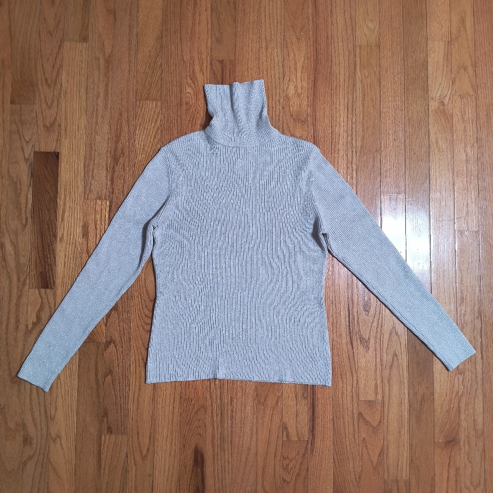 Pick 3/$10⭐Worthington Turtle Neck Sweater, Silver Sparkle, Women's Large